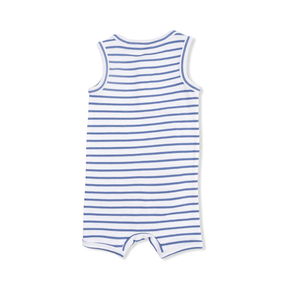 Angel Dear Ivory | Navy Stripe Henley Shortie Romper