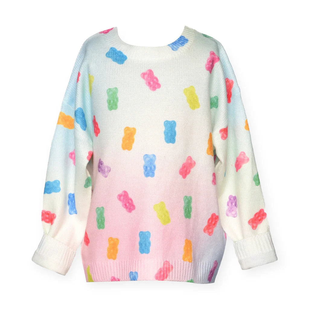 Baby Sara Blue Multi | Gummy Bear Print Sweater