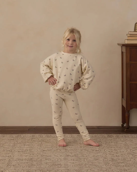 Rylee + Cru Natural Butterfly Ditsy | Spongy Knit Set