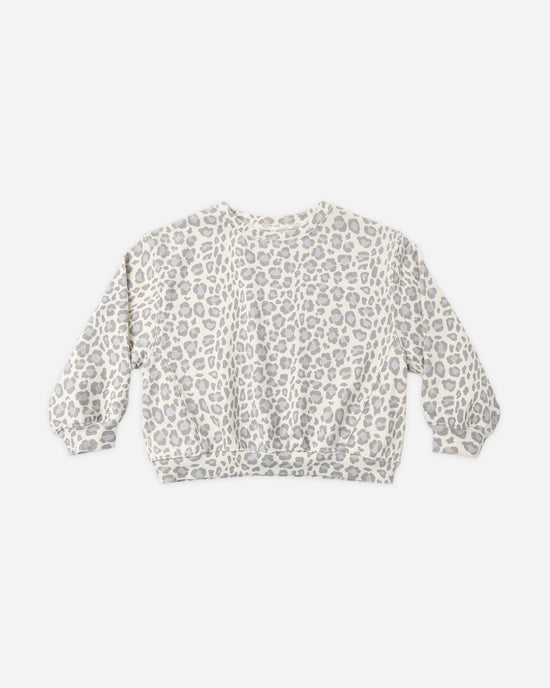 Rylee + Cru Natural Blue Leopard | Oversized Sweatshirt