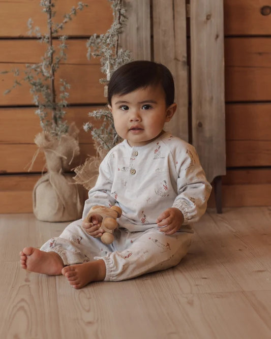 Rylee + Cru Fog Dalmatian | Henley Jumpsuit