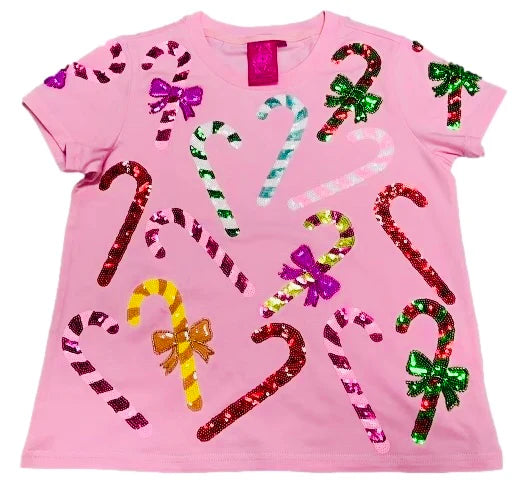 Queen of Sparkles Pink | Rainbow Candy Canes Tee