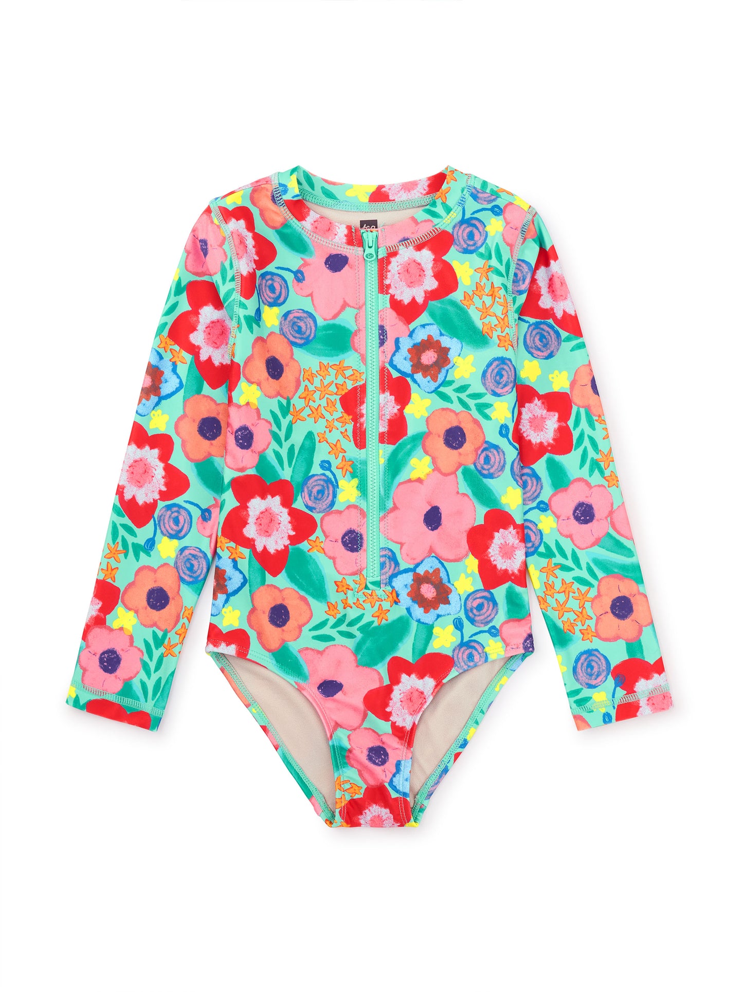 Tea Painterly Floral | Long Sleeve One Piece Swimsuit
