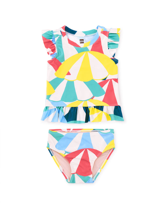 Tea Beach Umbrella | Short Sleeve Swim Set