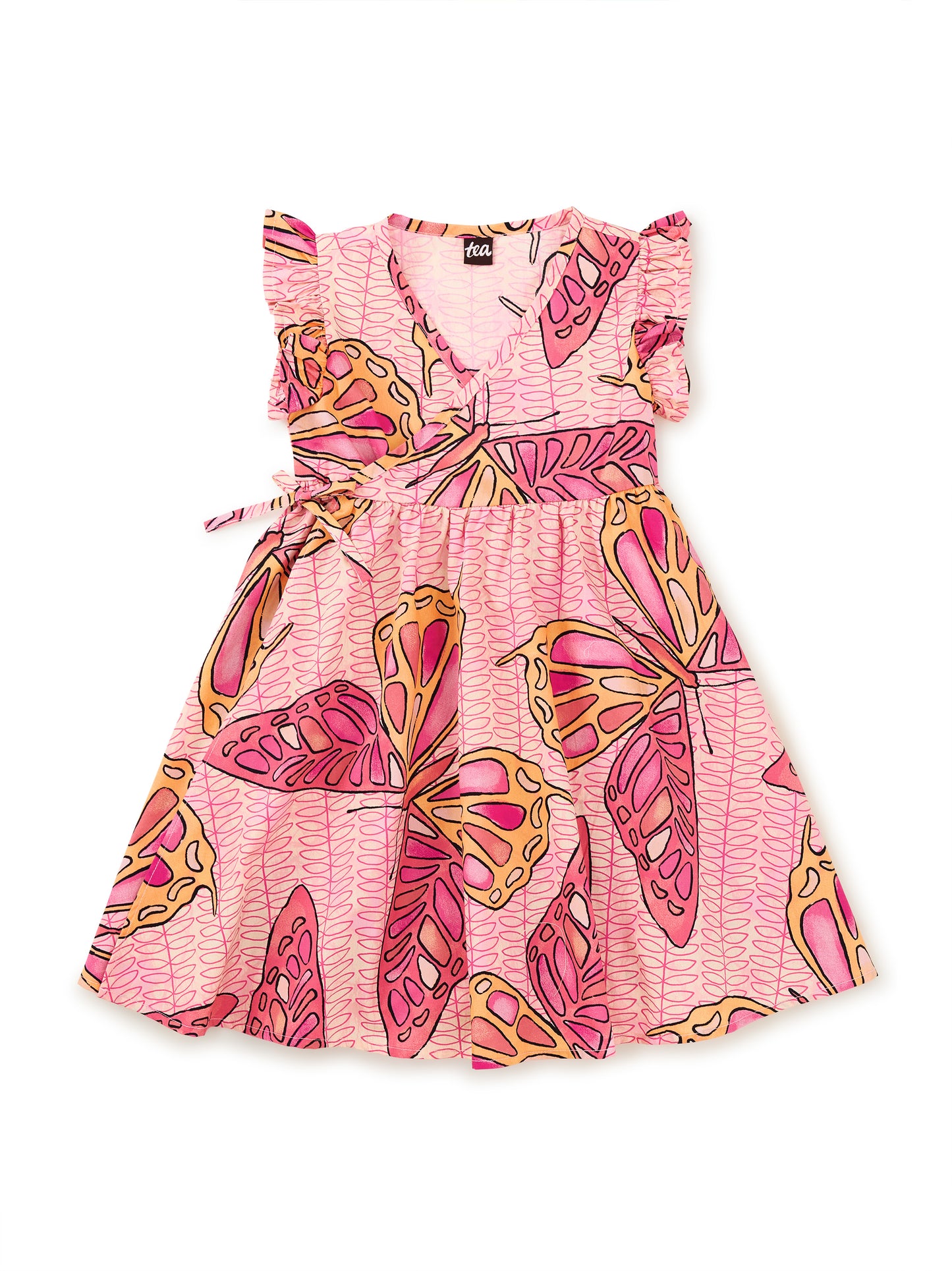 Tea Batik Butterfly Full Sweep Wrap Dress