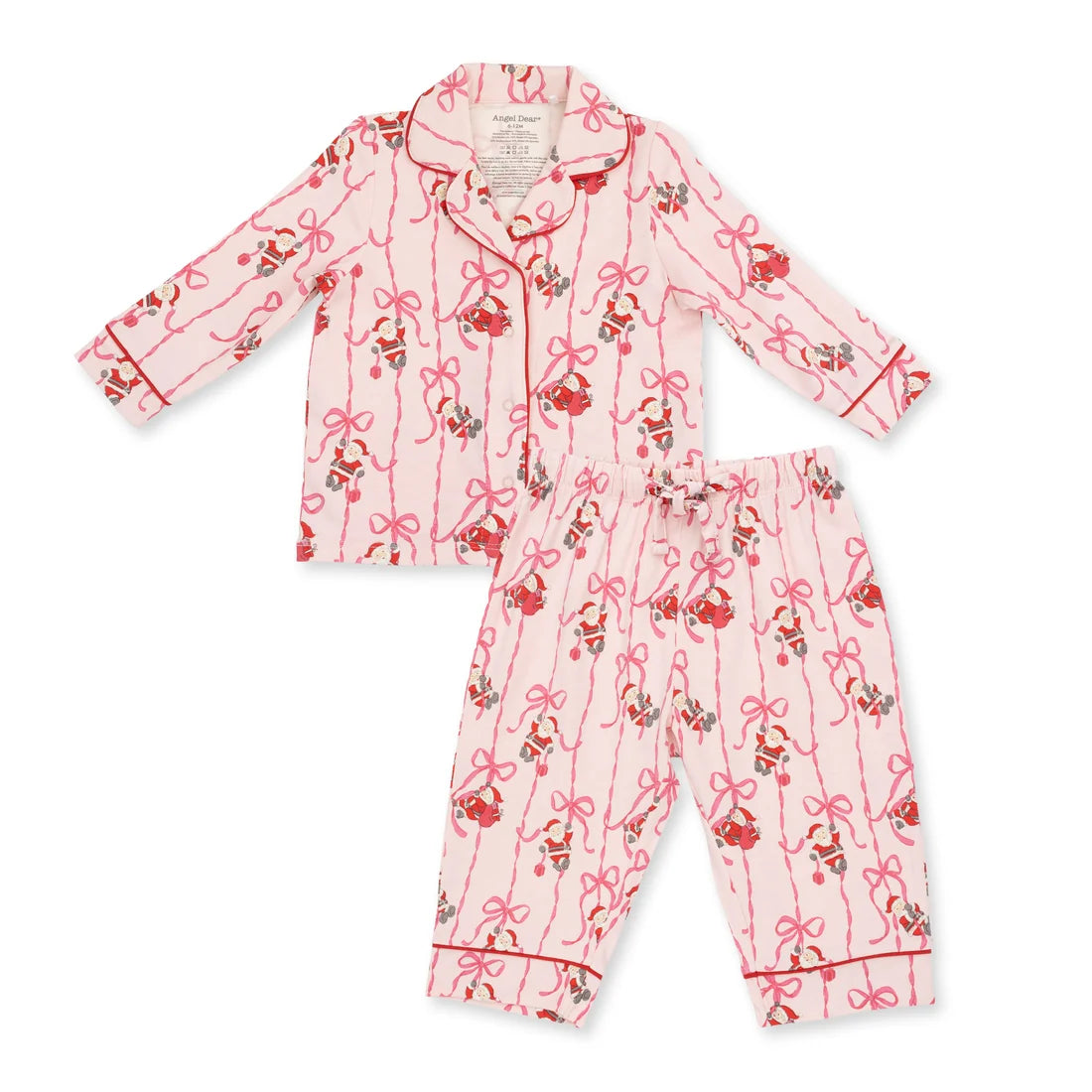 Angel Dear Pink | Bows & Santa Long Sleeve Coat Style with Pant Set