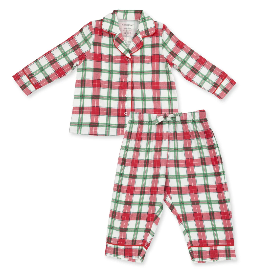 Angel Dear Red & Green | Holiday Plaid Long Sleeve Coat Style with Pant Set
