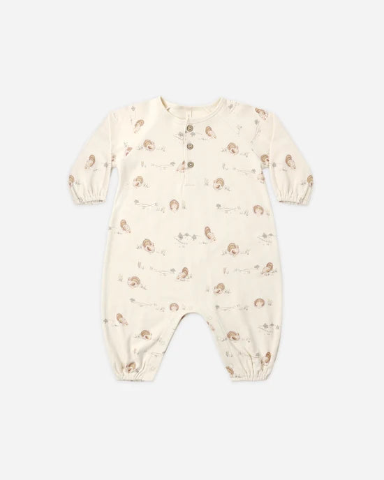 Quincy Mae Natural Turkey | Henley Bubble Jumpsuit