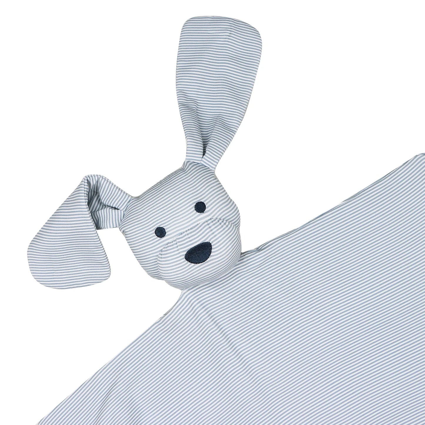 Uptown Baby Dusty Blue | Mini Stripe Dog Lovey Blanket + Paci Clip Holder