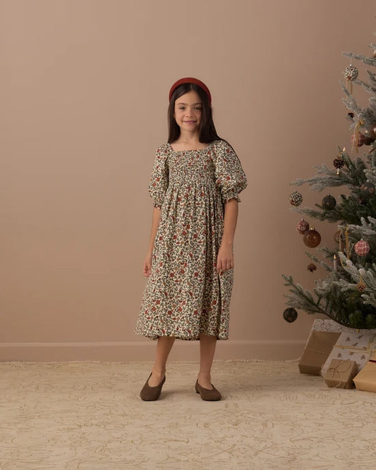 Rylee + Cru Natural Holiday Floral | Adelaide Dress