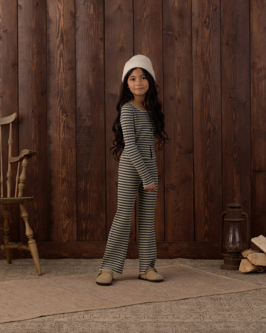 Rylee + Cru Midnight Stripe | Flare Rib Knit Pant