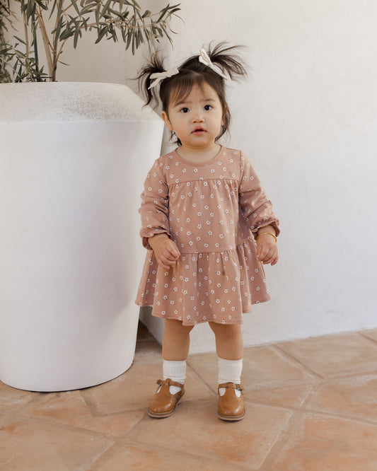 Quincy Mae Rose Ditsy | Tiered Jersey Dress