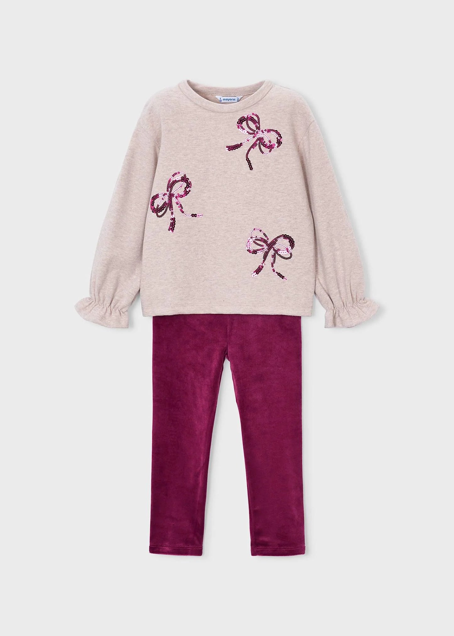 Mayoral Framboise | Bow Sweatshirt and Leggings Set