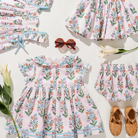 Pink Chicken Pink Dewdrop Block Print | Elowen Dress