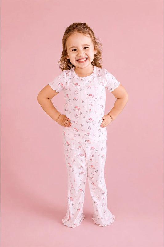 Caden Lane Pink | Garden Rose Two-Piece Flare Lounge Set