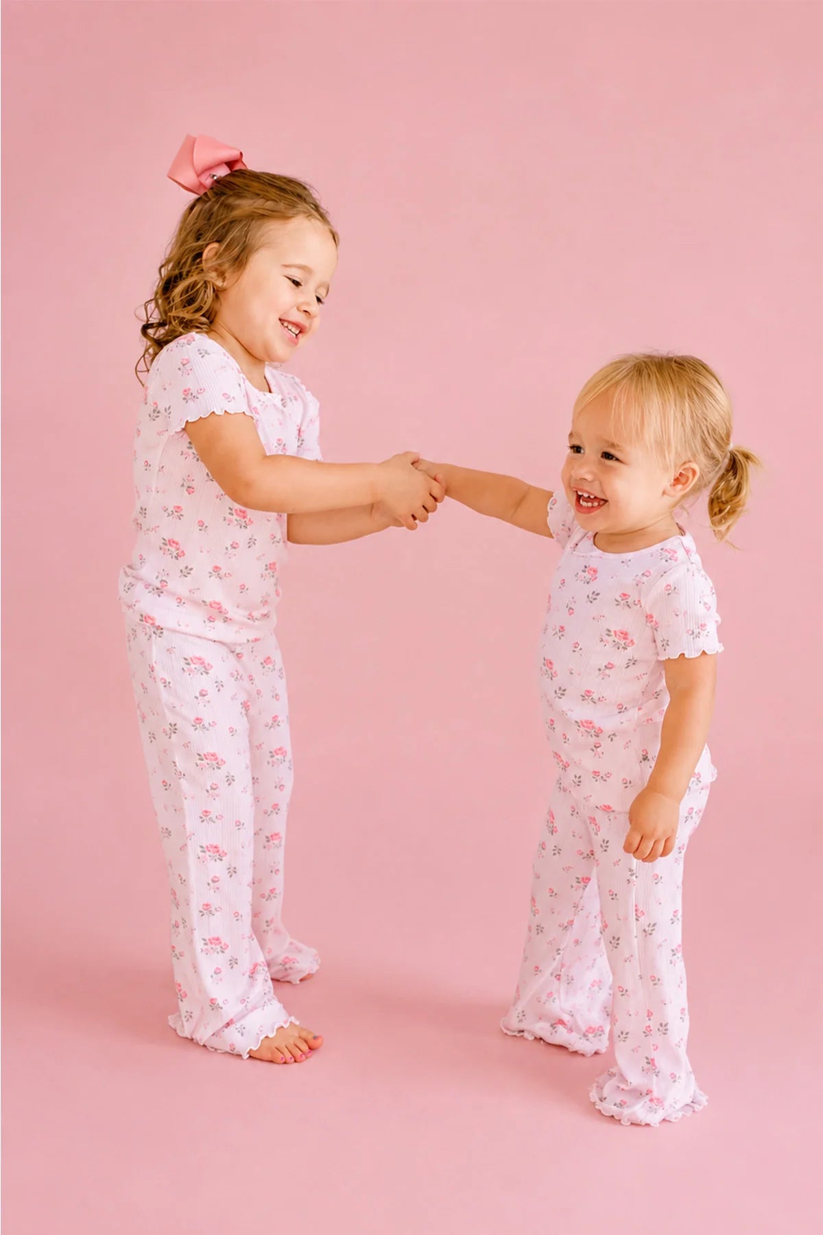 Caden Lane Pink | Garden Rose Two-Piece Flare Lounge Set