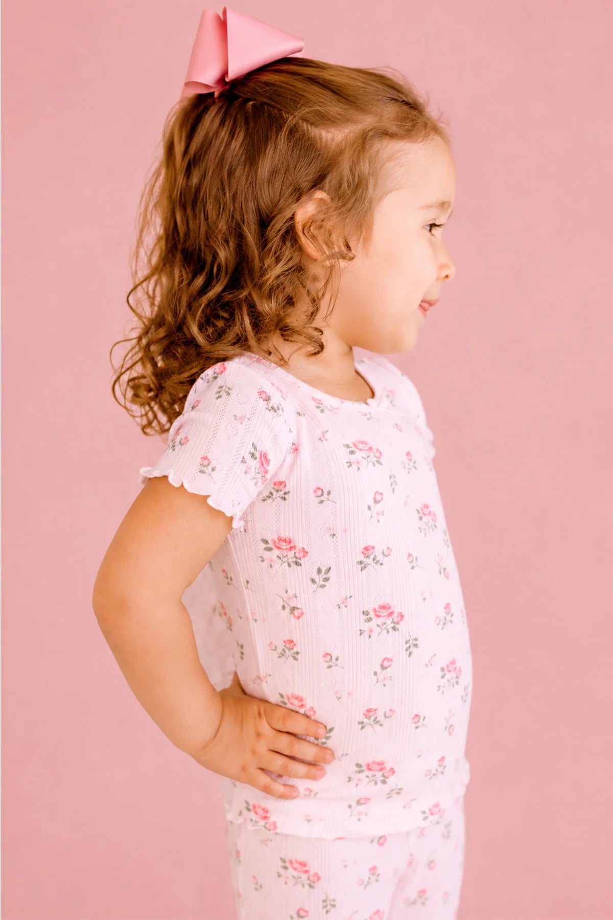 Caden Lane Pink | Garden Rose Two-Piece Flare Lounge Set