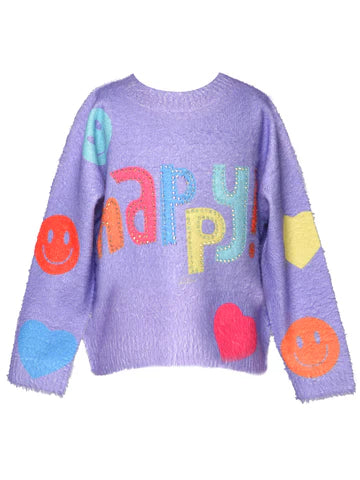 Baby Sara Purple Multi | Happy Print Sweater Top