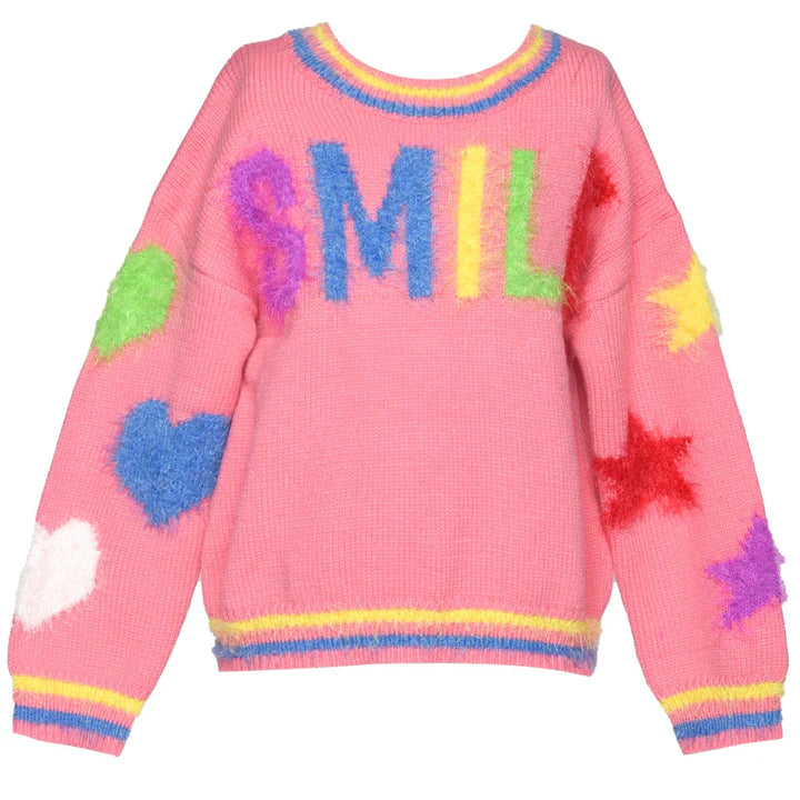 Baby Sara Pink Multi | Smile Fuzzy Sweater