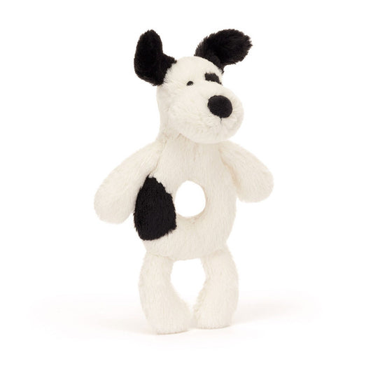 JellyCat Black & Cream | Puppy Ring Rattle