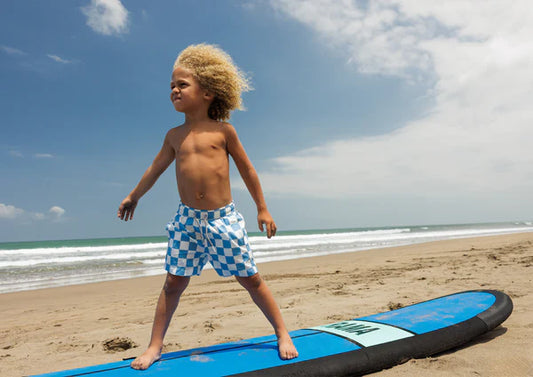Boardies Blue & Cream | Mojo Checkered Shorts