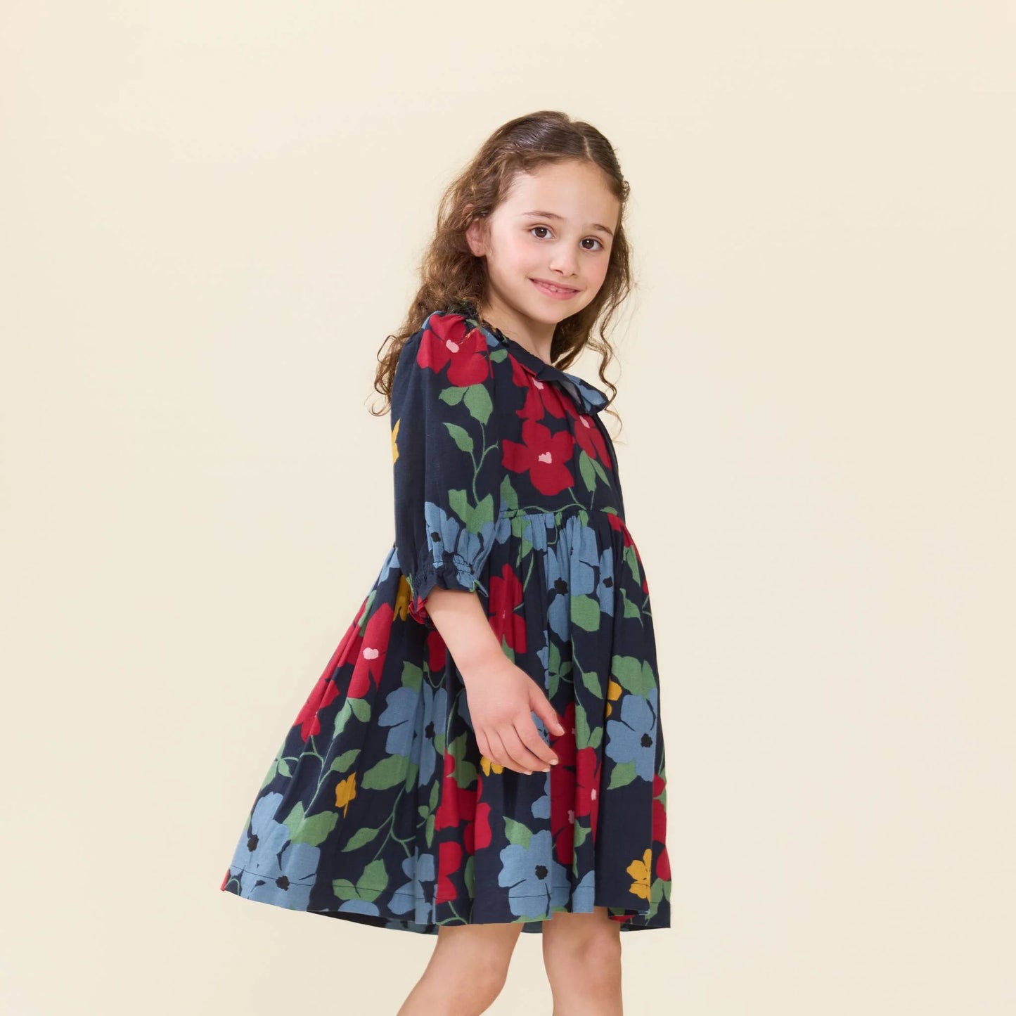 Pink Chicken Navy Hibiscus Floral | Amara Dress
