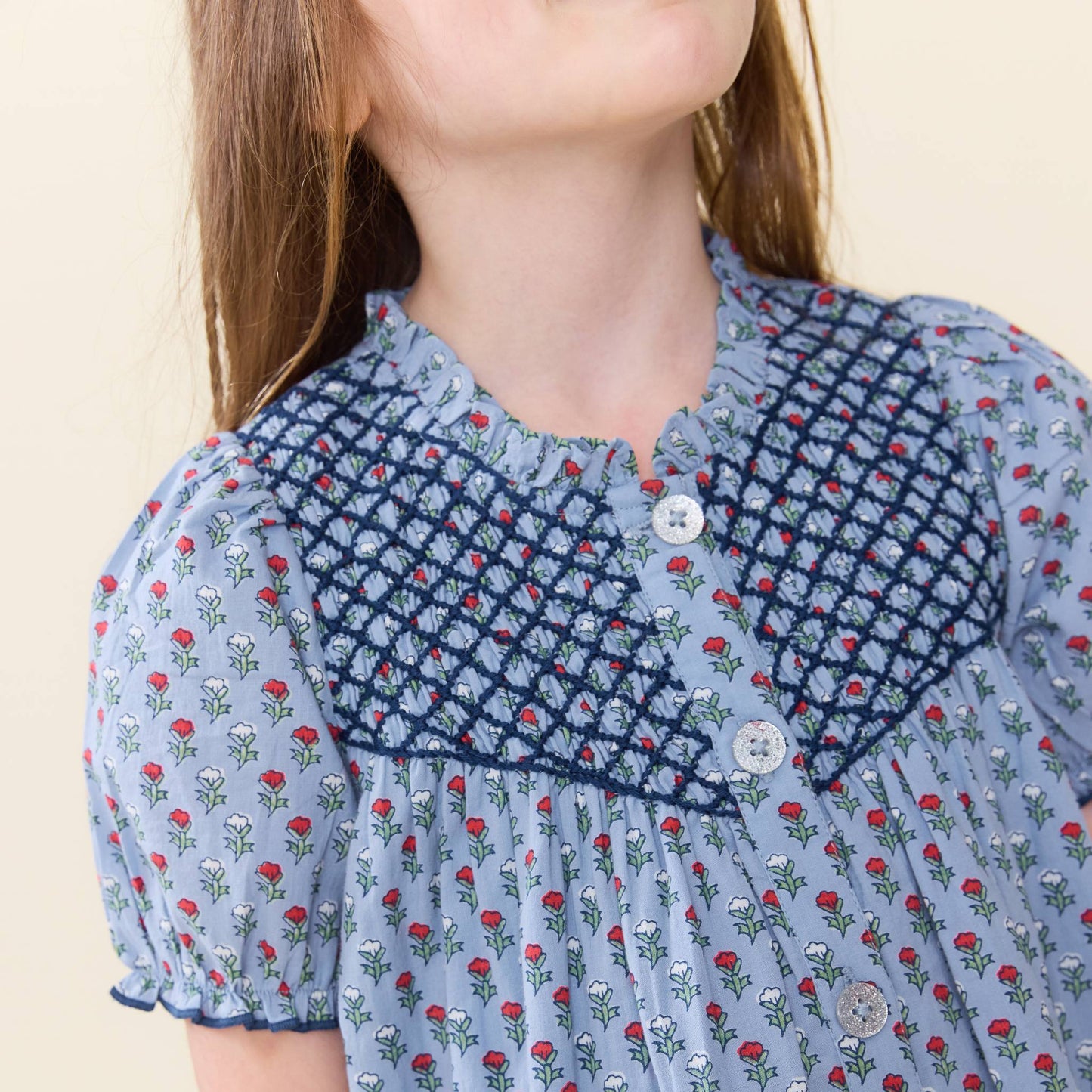 Pink Chicken Light Blue Carnation | Lucia Dress