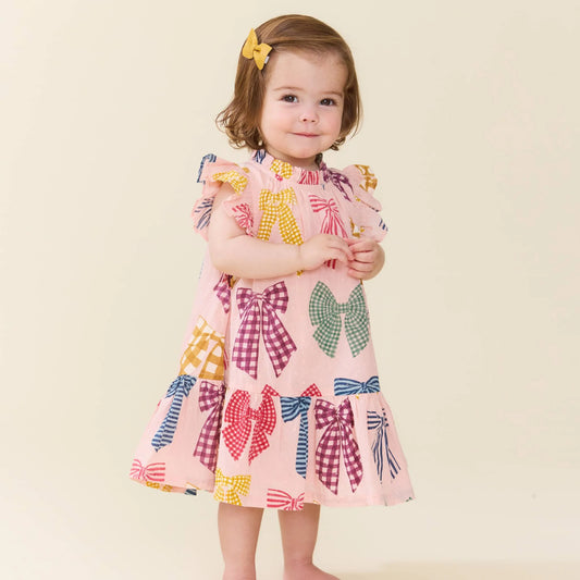 Pink Chicken Patterned Bows | Harper Dress Set