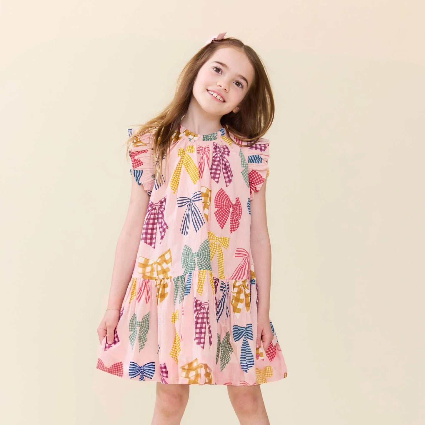 Pink Chicken Patterned Bows | Harper Dress