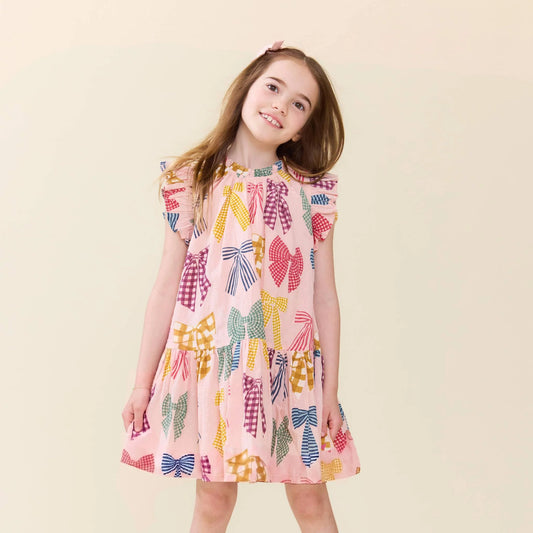 Pink Chicken Patterned Bows | Harper Dress
