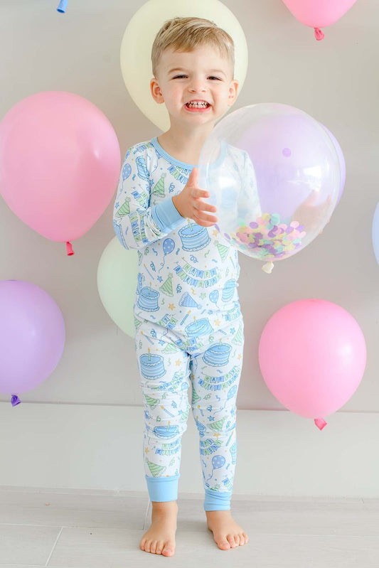 Caden Lane Blue Birthday Bash | Two-Piece Bamboo PJ Set