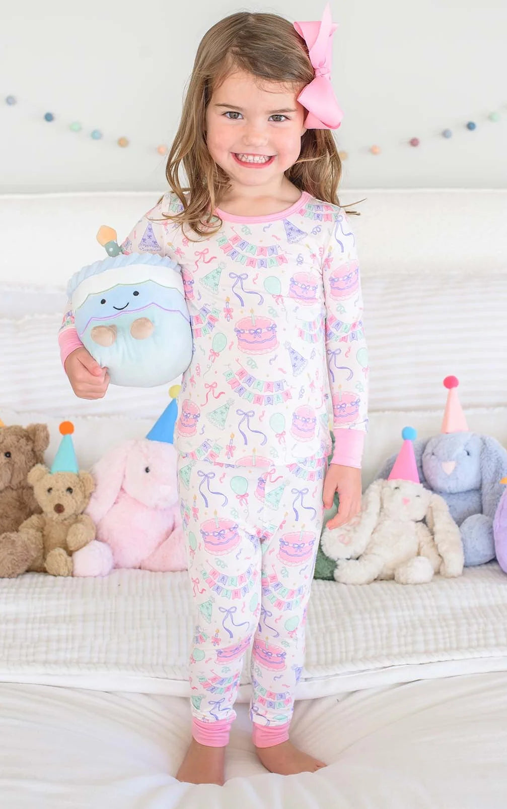 Caden Lane Pink Birthday Bash | Two-Piece Bamboo PJ Set