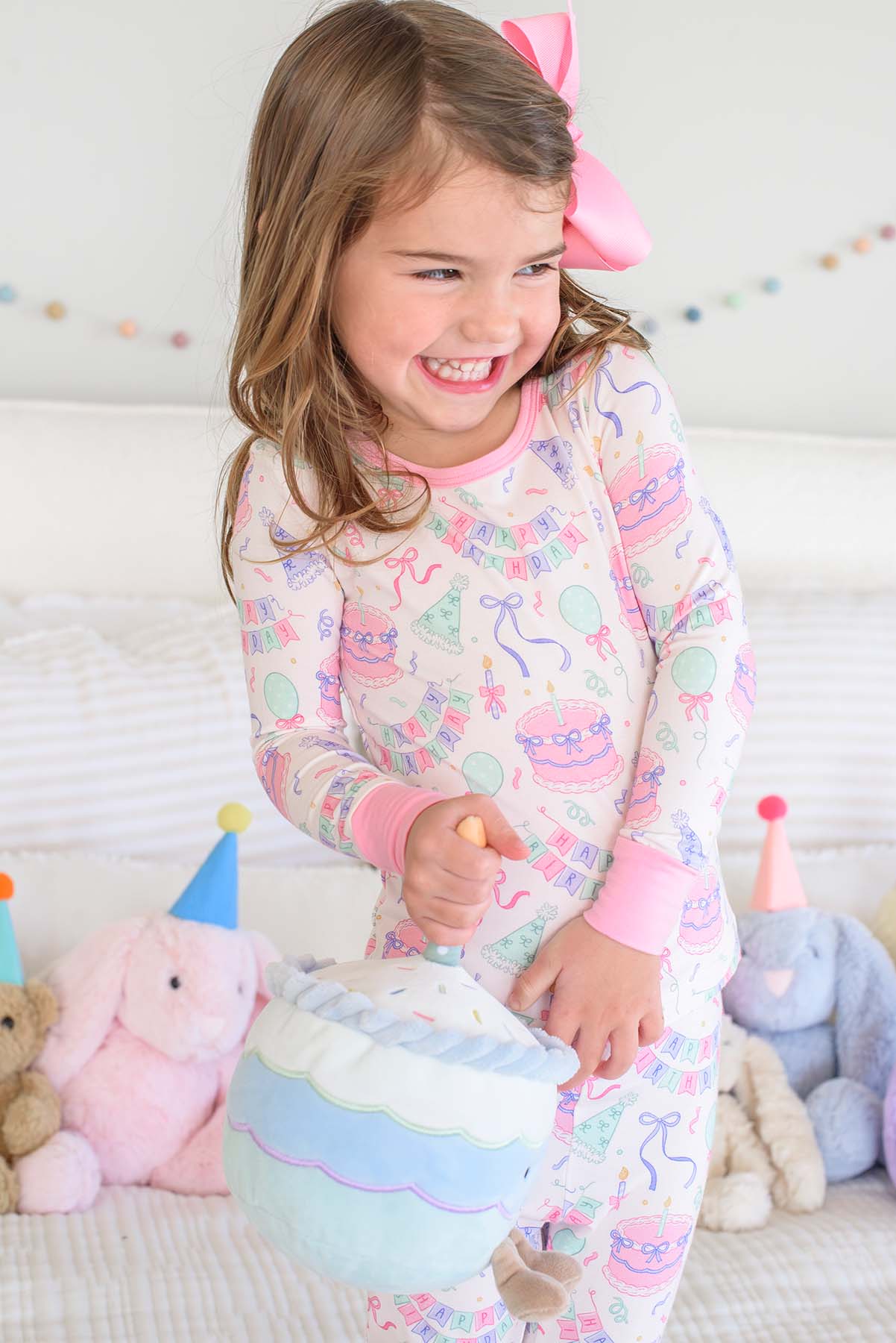 Caden Lane Pink Birthday Bash | Two-Piece Bamboo PJ Set