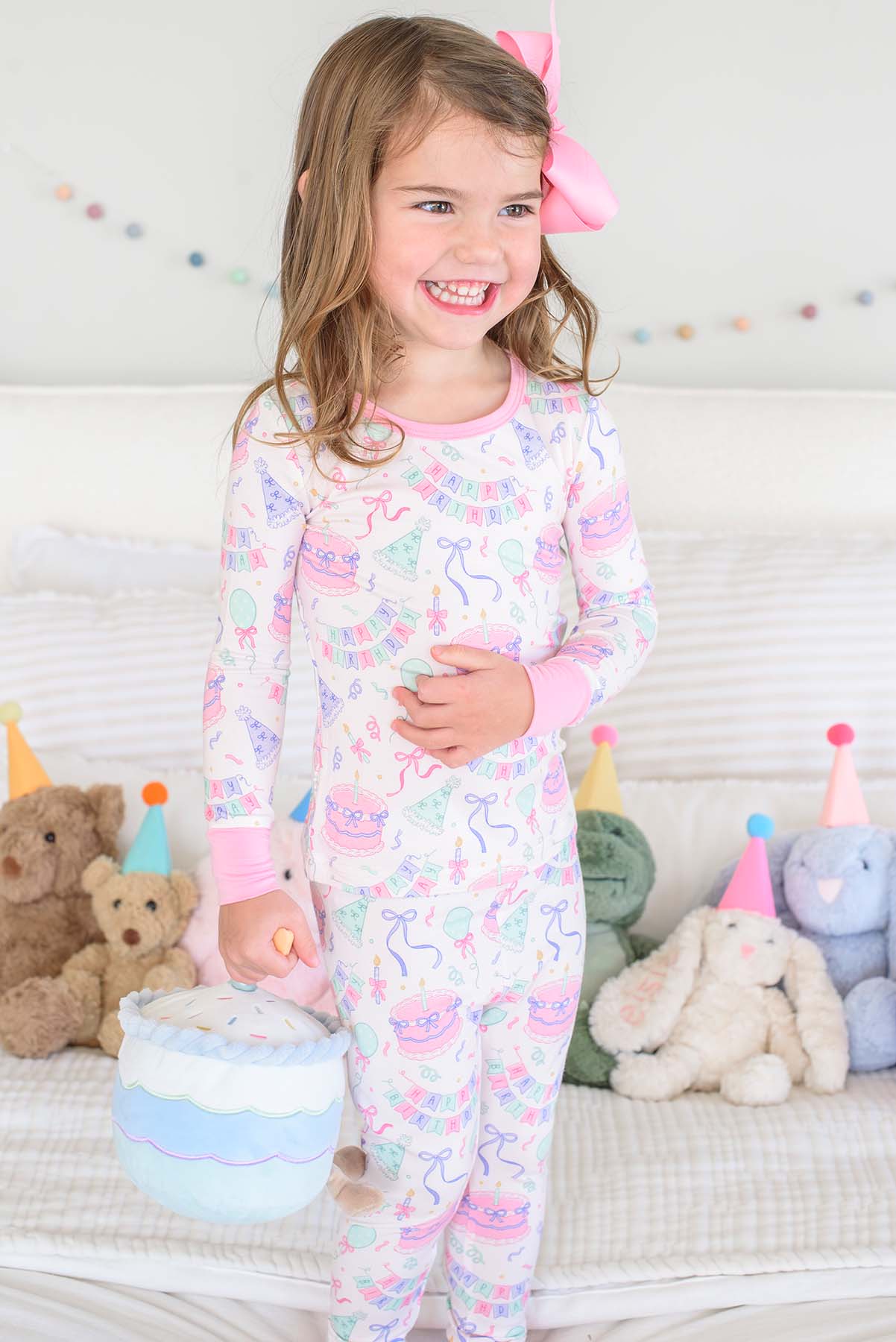 Caden Lane Pink Birthday Bash | Two-Piece Bamboo PJ Set