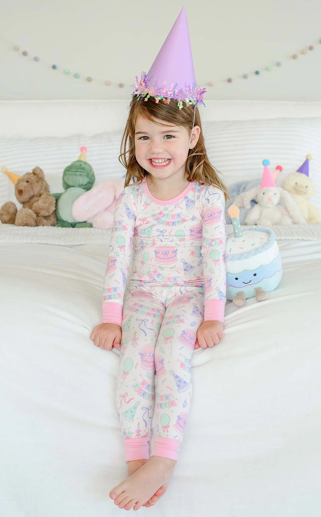 Caden Lane Pink Birthday Bash | Two-Piece Bamboo PJ Set