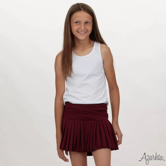 Azarhia Maroon | Solid Mini Pleated Skort