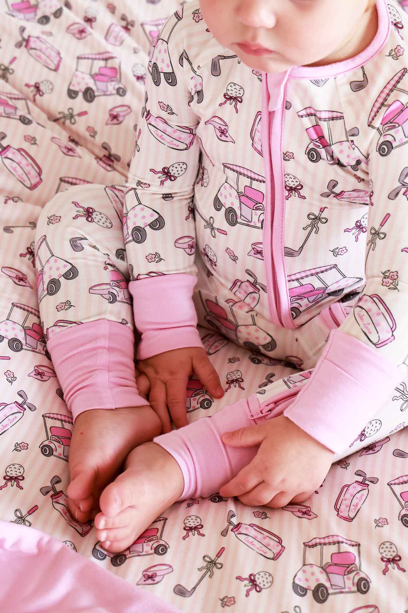 Caden Lane Pink | Caddie Crew Convertible Bamboo Zip Romper