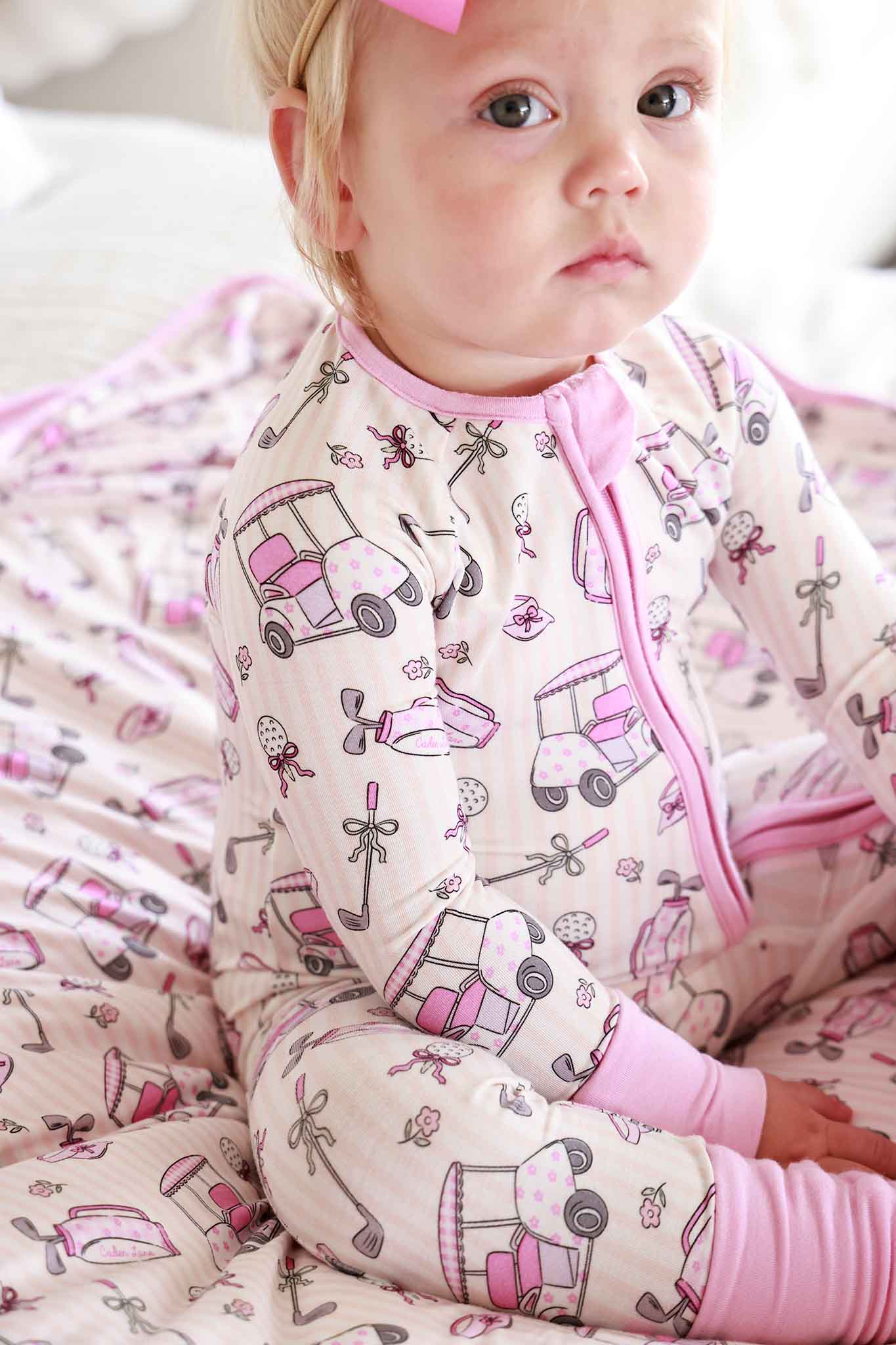 Caden Lane Pink | Caddie Crew Convertible Bamboo Zip Romper