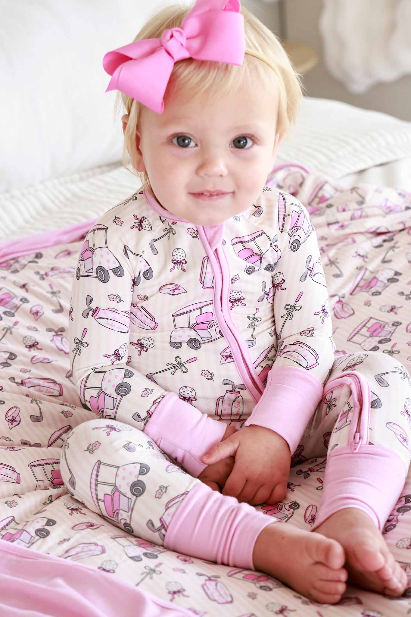 Caden Lane Pink | Caddie Crew Convertible Bamboo Zip Romper