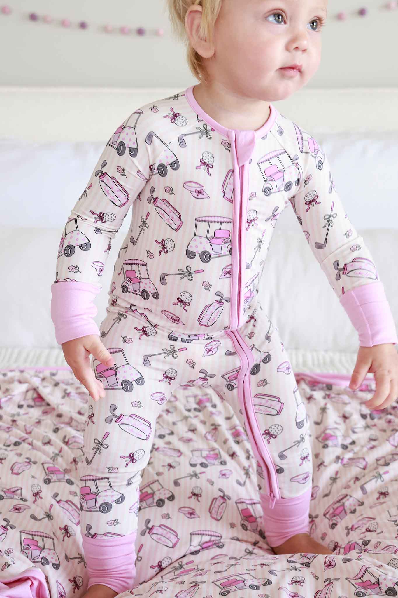 Caden Lane Pink | Caddie Crew Convertible Bamboo Zip Romper
