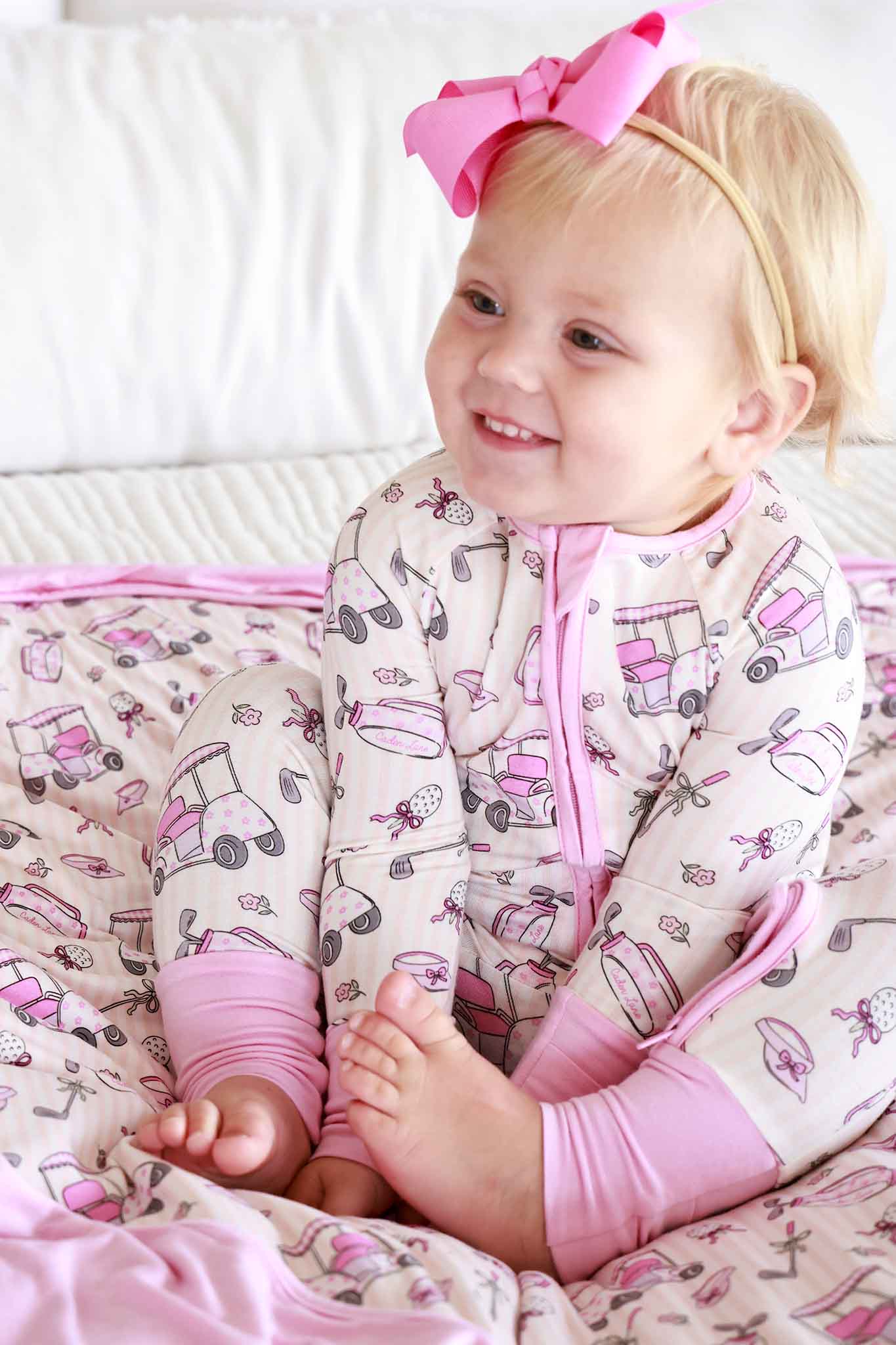 Caden Lane Pink | Caddie Crew Convertible Bamboo Zip Romper