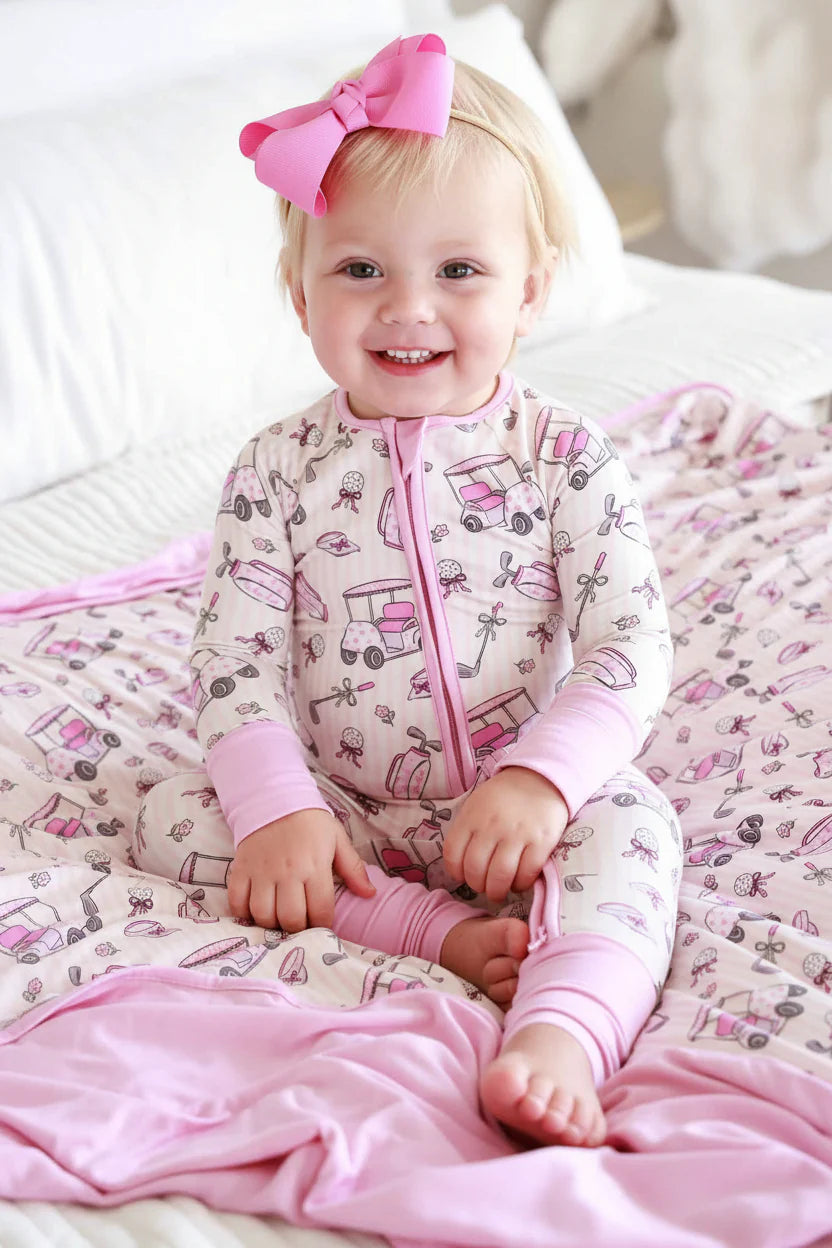 Caden Lane Pink | Caddie Crew Convertible Bamboo Zip Romper