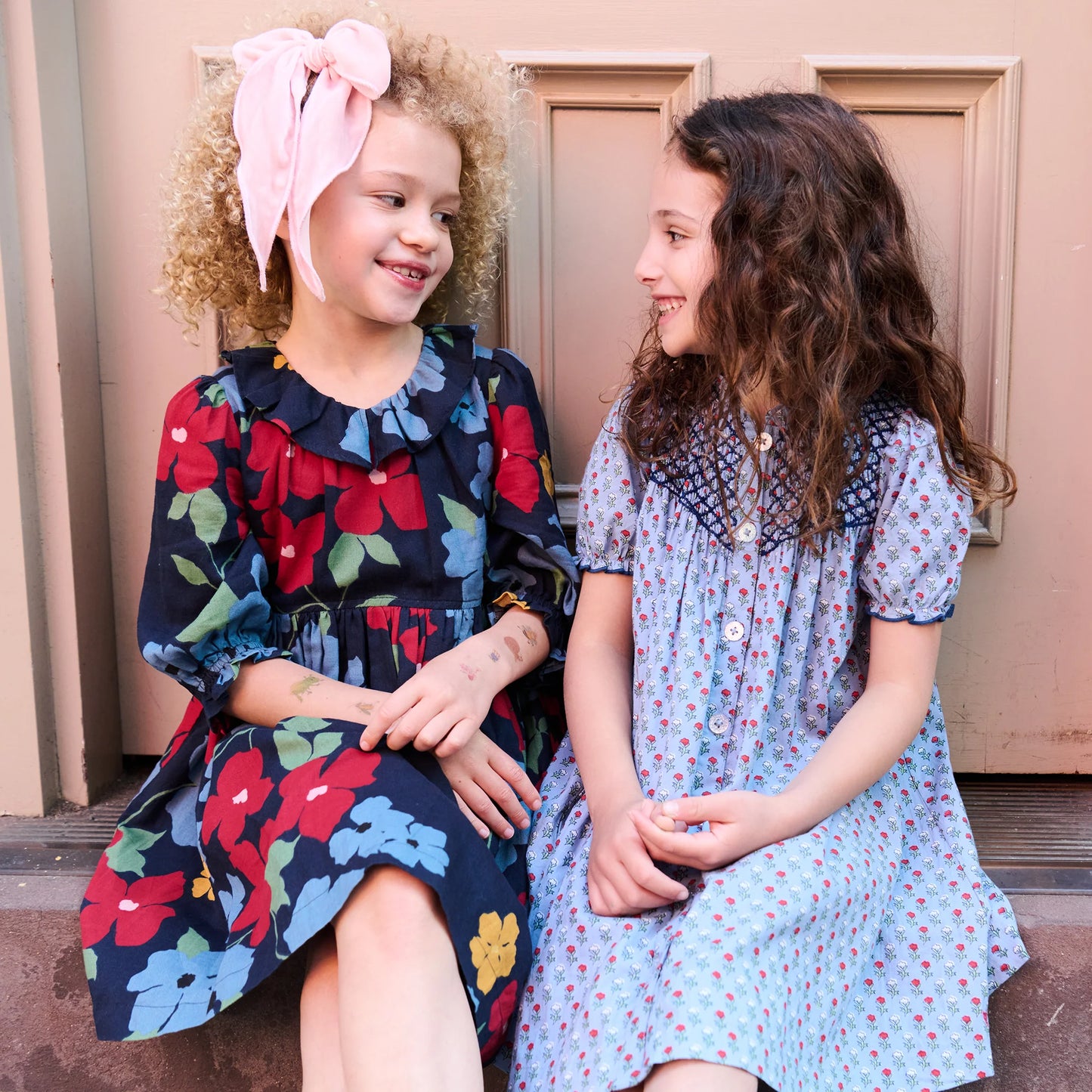 Pink Chicken Navy Hibiscus Floral | Amara Dress