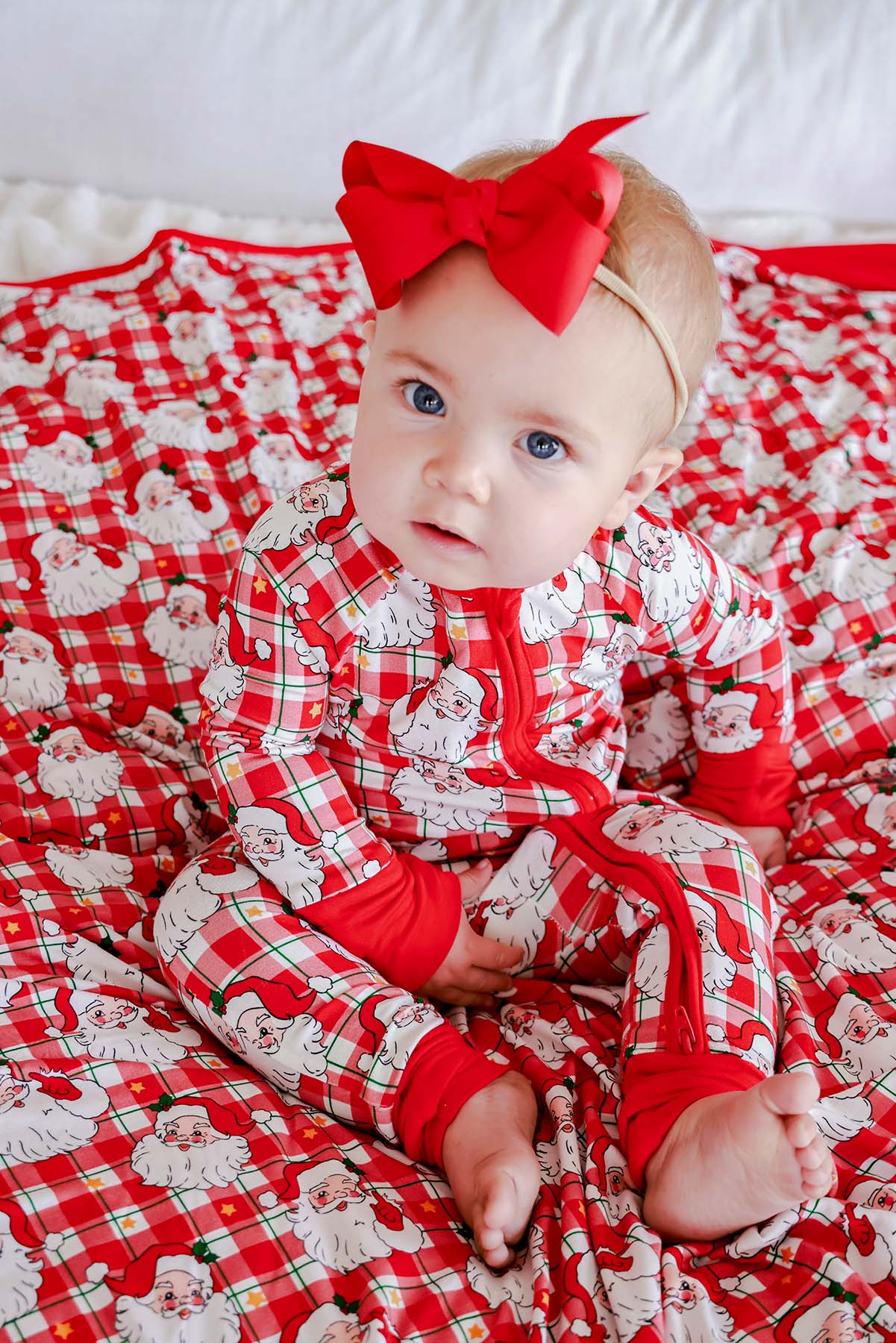 Caden Lane Red | Cozy Claus Christmas Bamboo Convertible Zipper Romper