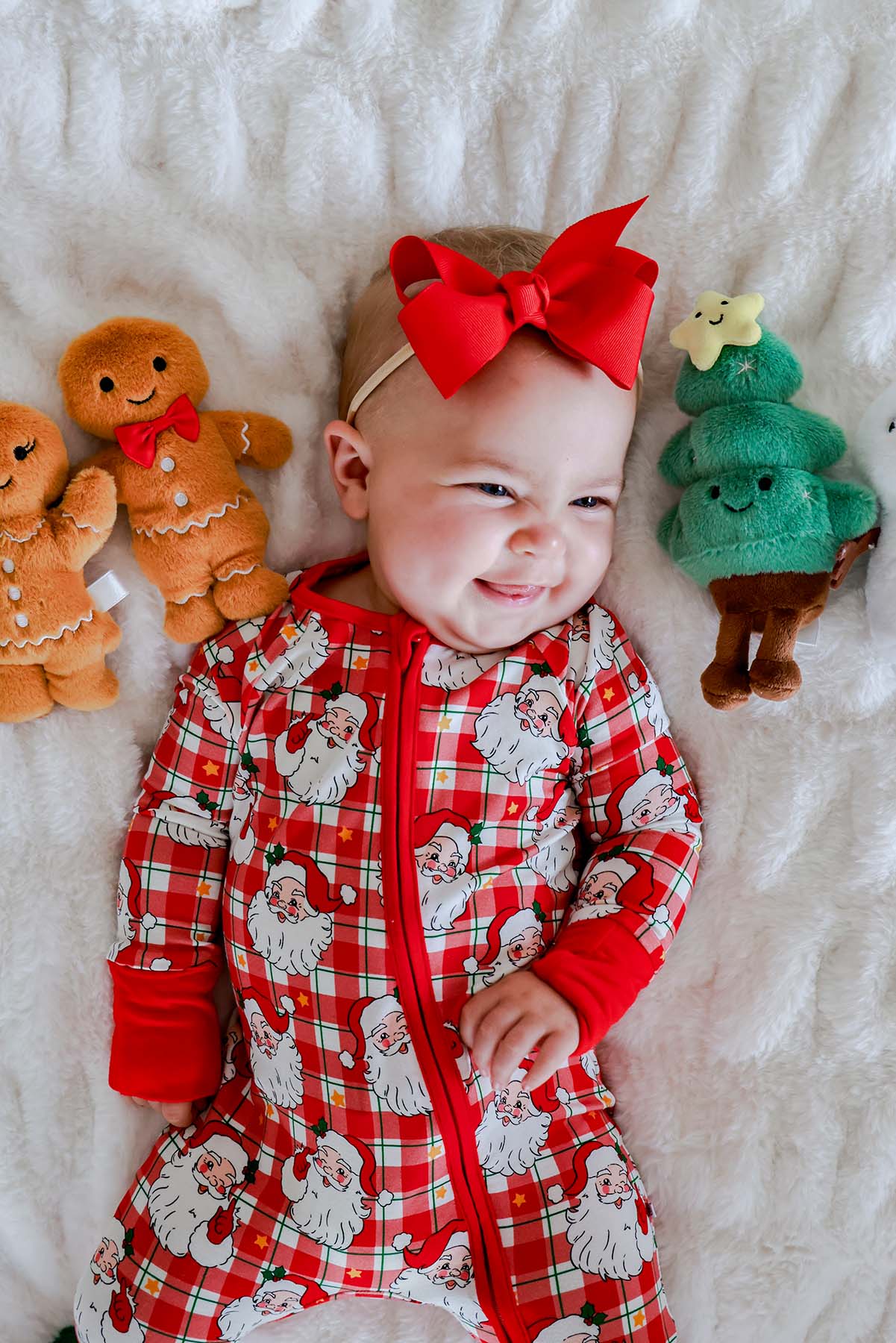 Caden Lane Red | Cozy Claus Christmas Bamboo Convertible Zipper Romper