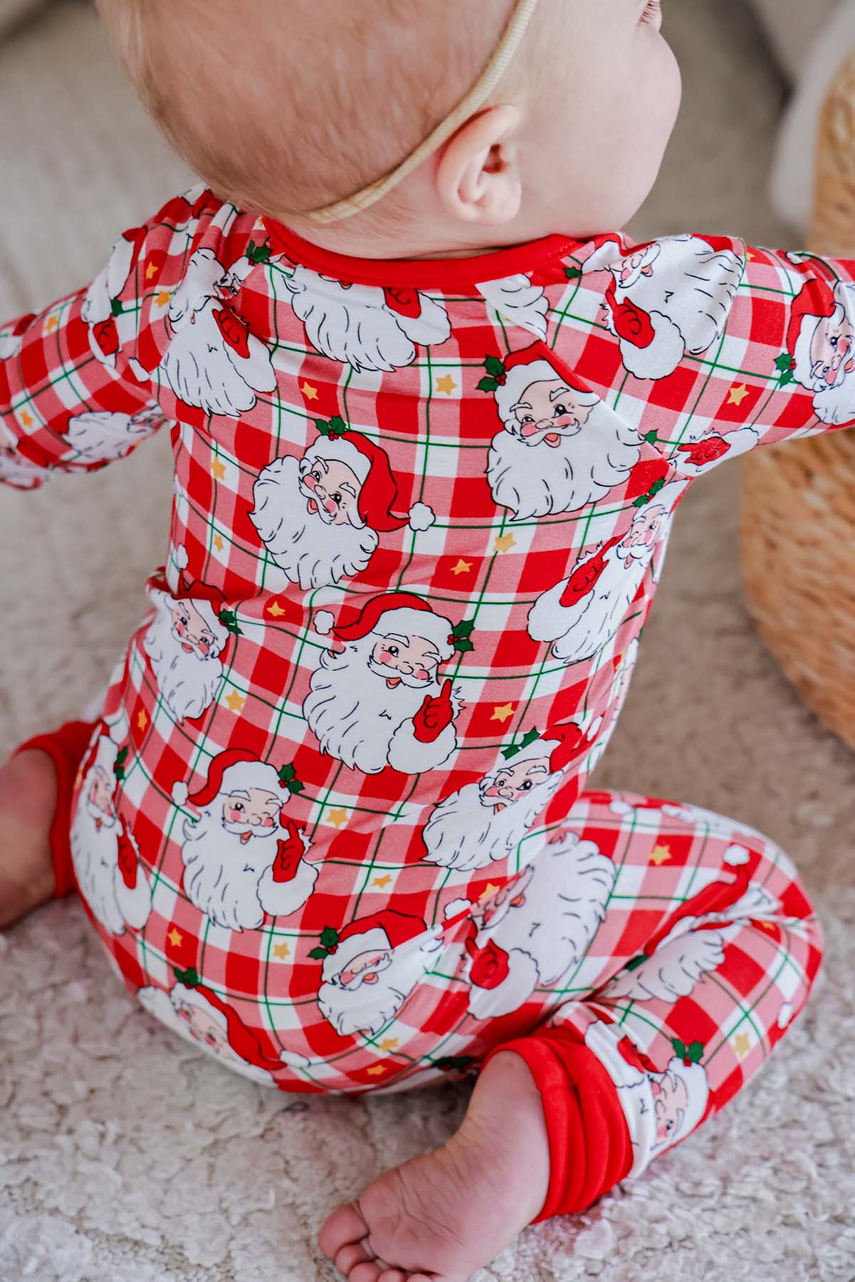 Caden Lane Red | Cozy Claus Christmas Bamboo Convertible Zipper Romper