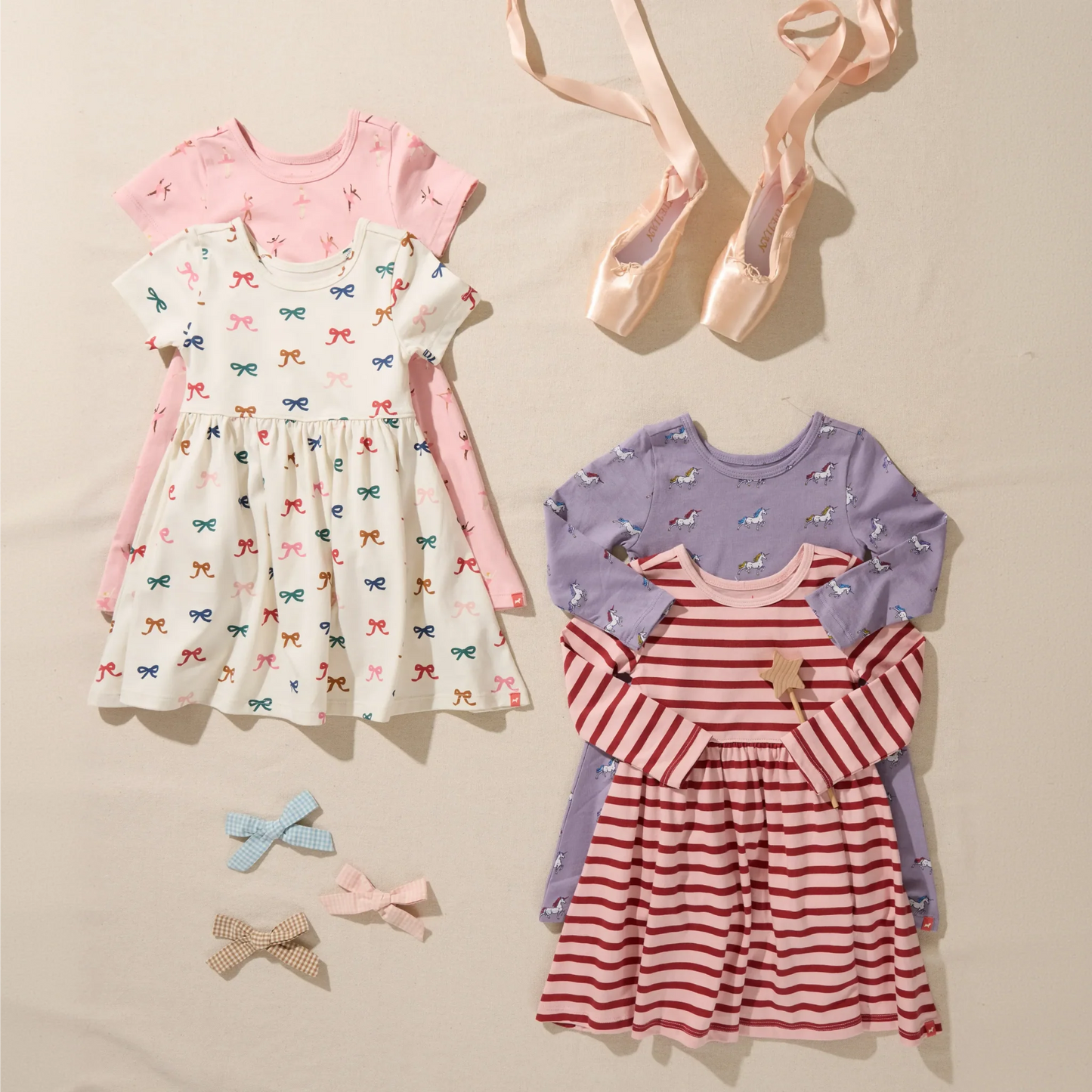 Pink Chicken X Coop Kids Tiny Bows | Sunny Dress