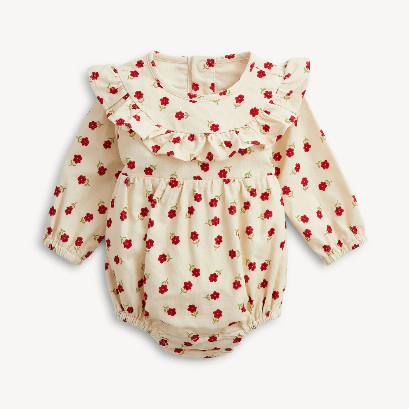 Magnetic Me Floral | Corduroy Ruffle Bubble Romper