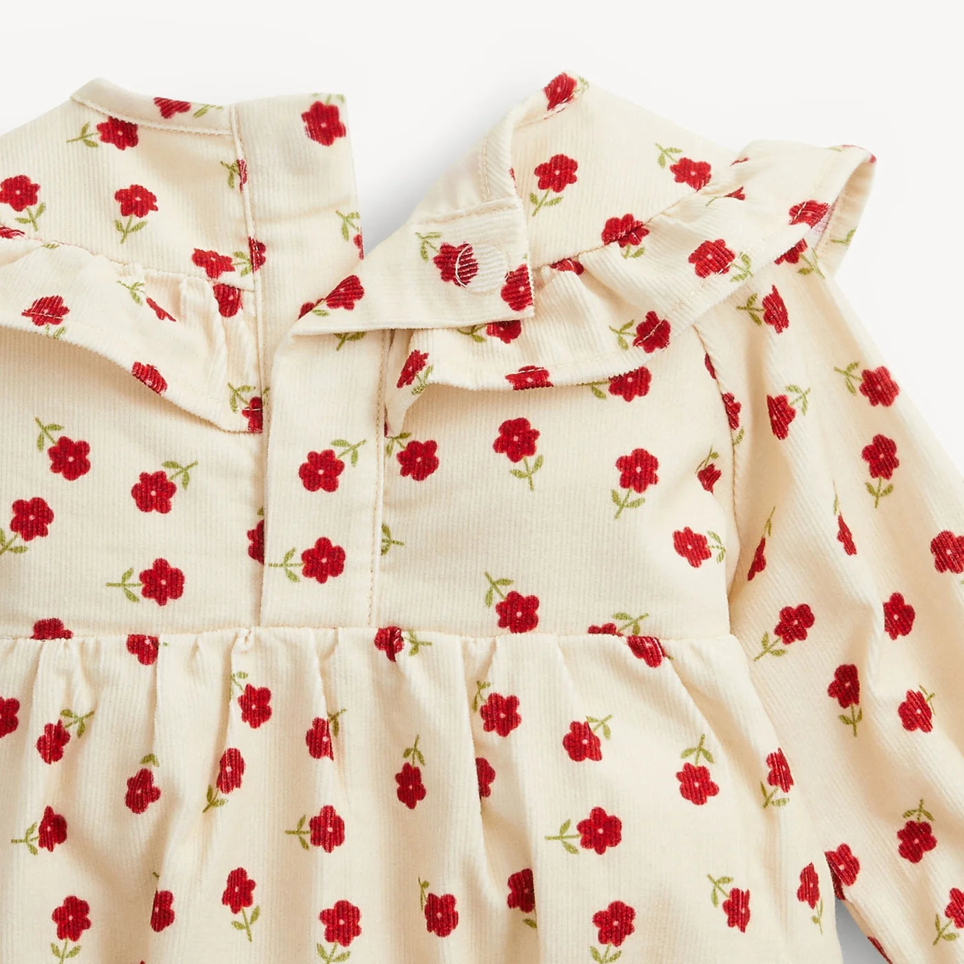 Magnetic Me Floral | Corduroy Ruffle Bubble Romper