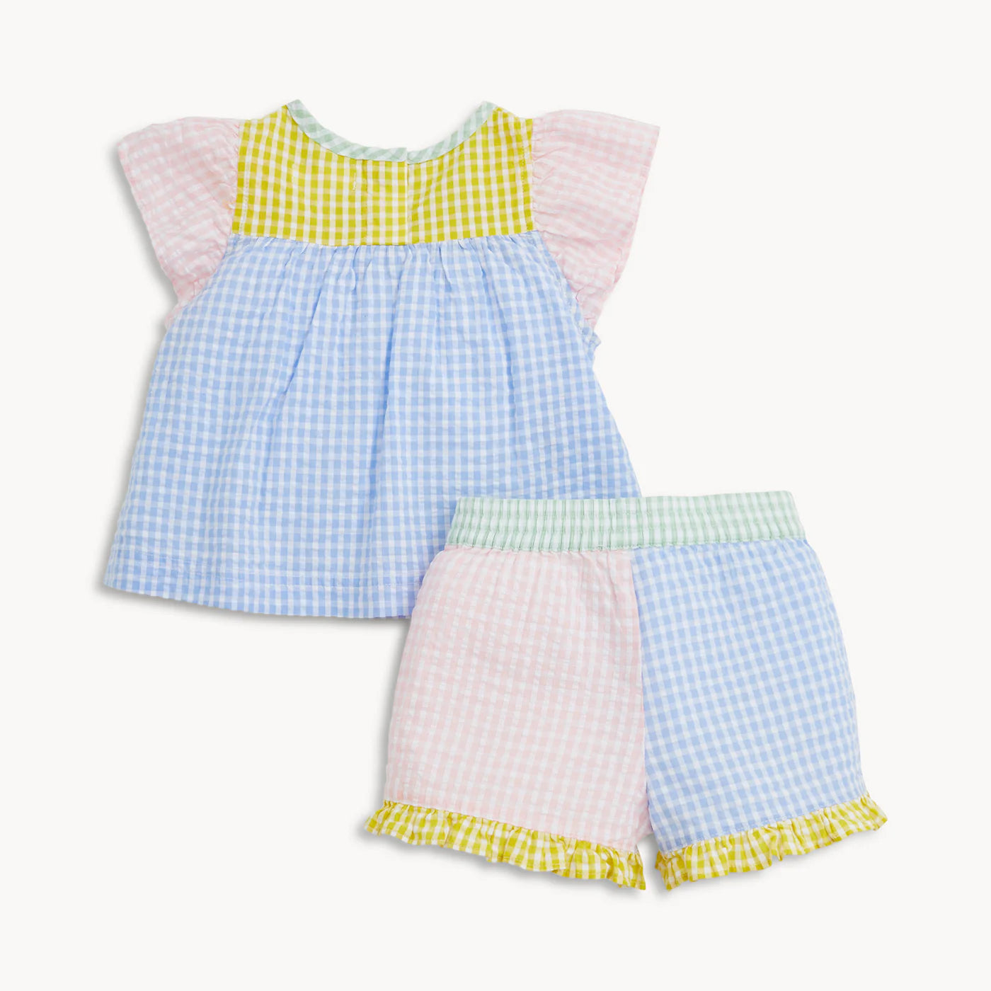 Magnetic Me Multi Gingham | Woven Flutter Sleeve & Short Set
